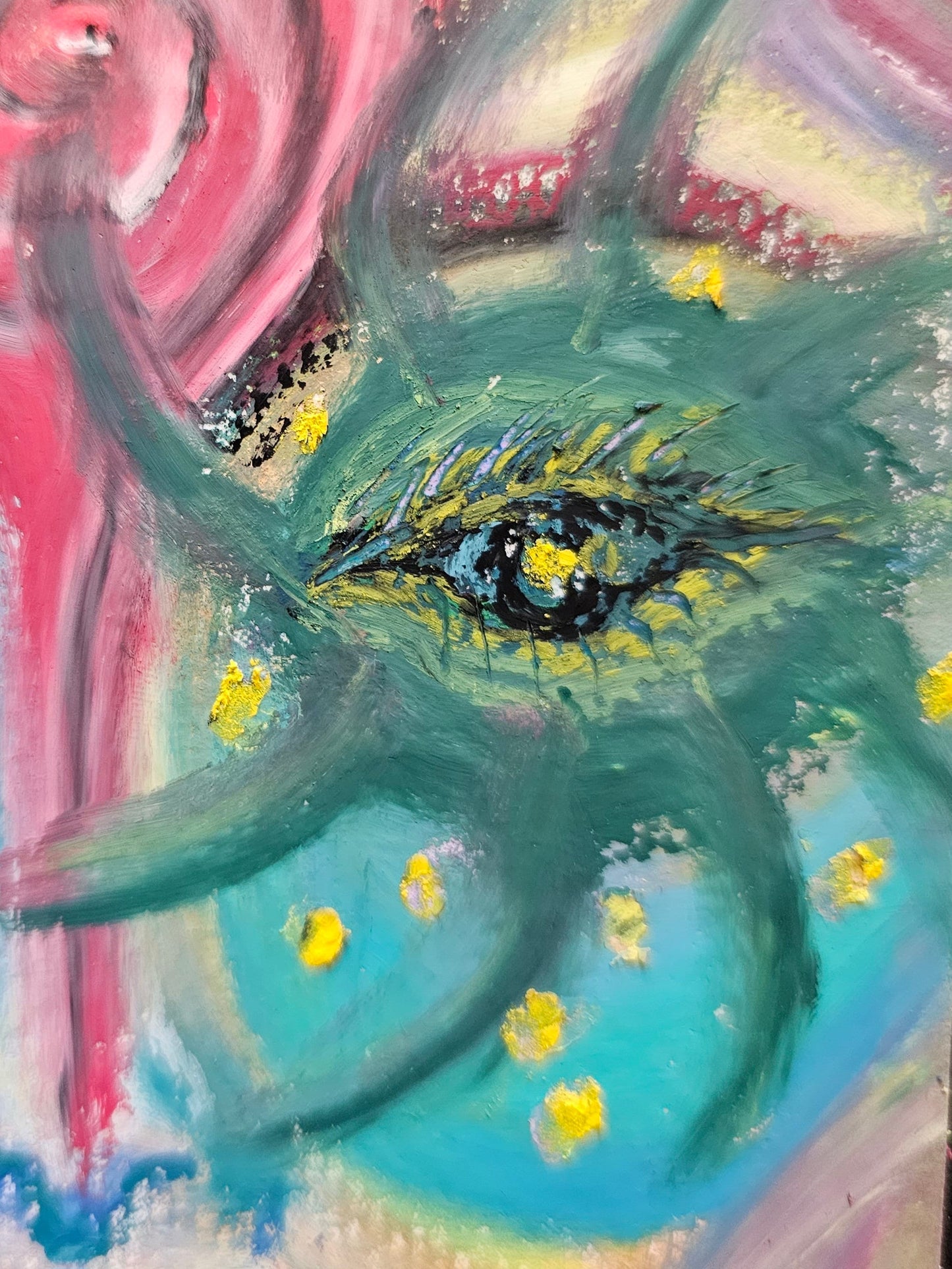 Original Expressionism Woman Portrait: Made Of Stars Series No. 1/Original Oil Pastel Art Energy Art