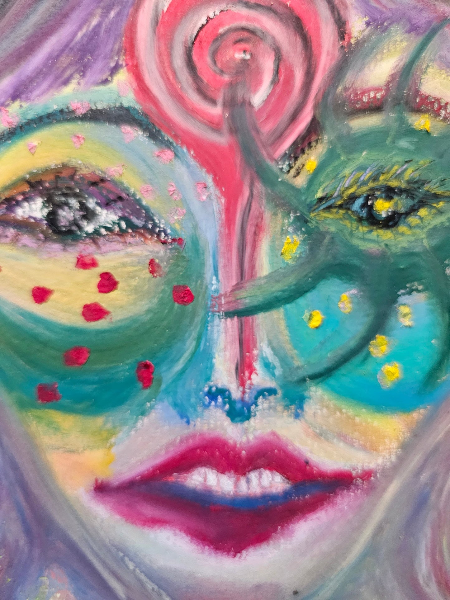 Original Expressionism Woman Portrait: Made Of Stars Series No. 1/Original Oil Pastel Art Energy Art