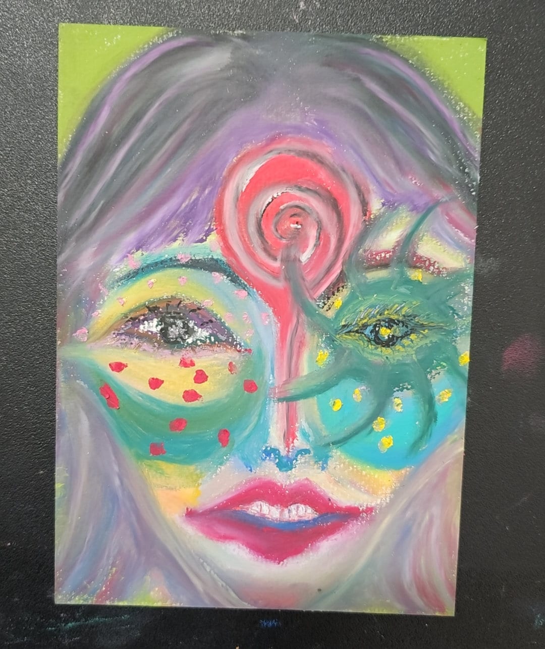 Original Expressionism Woman Portrait: Made Of Stars Series No. 1/Original Oil Pastel Art Energy Art