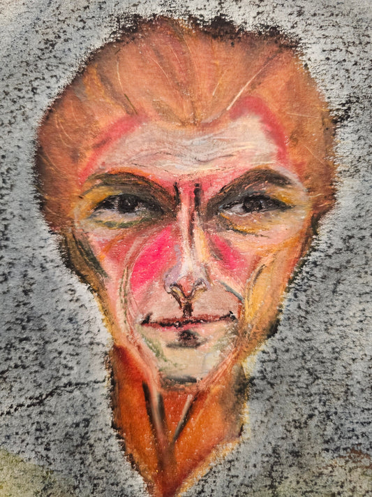 Original Oil Pastels + Soft Pastels Portrait Painting: Space Cowboy