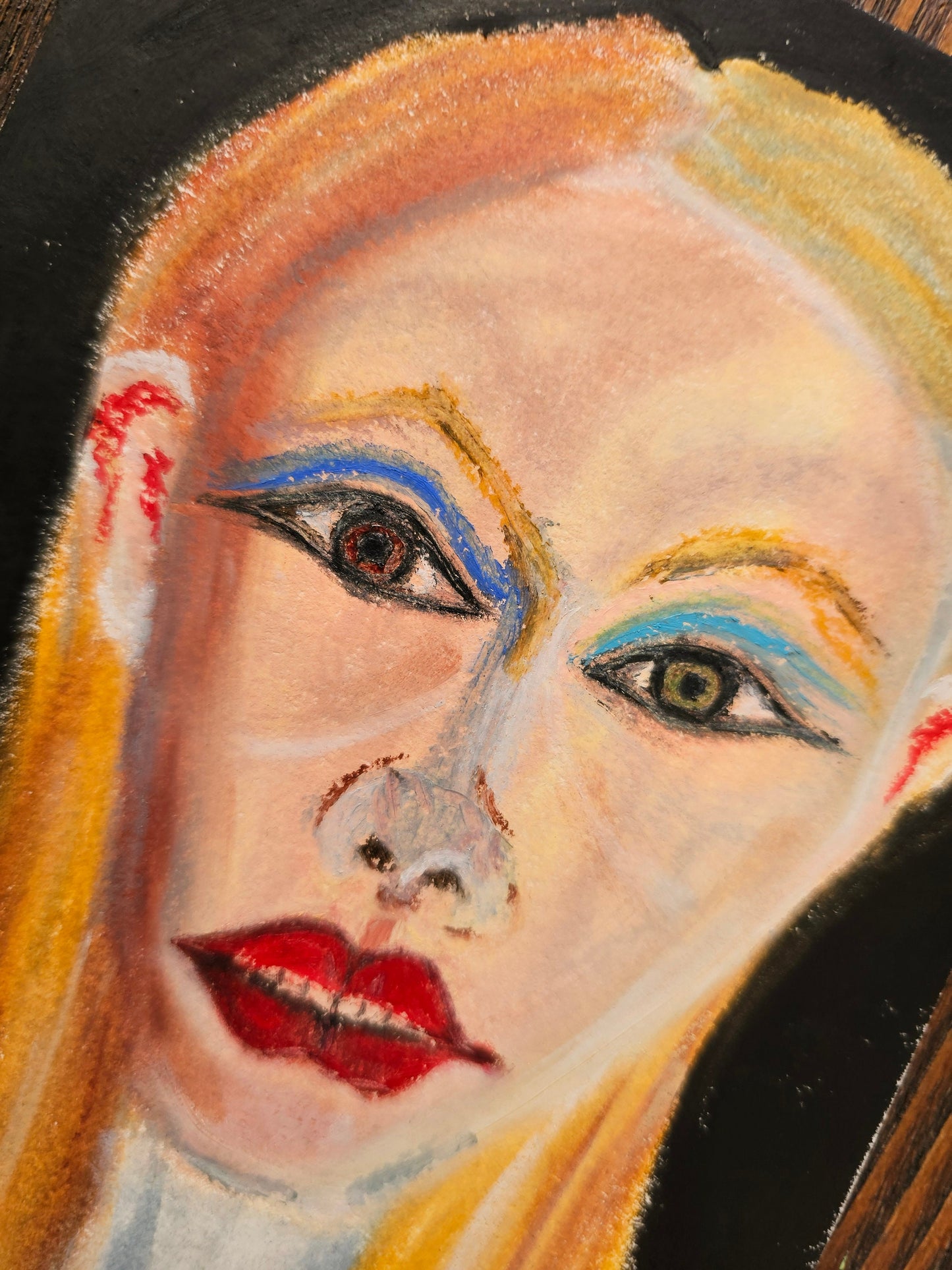 Original Expressionism Woman Portrait - Haunted/Original Oil Pastel Art Energy Art