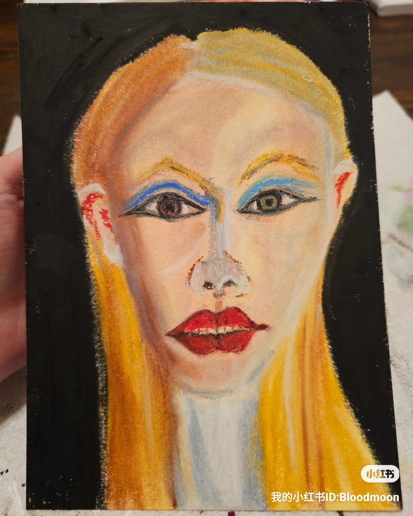 Original Expressionism Woman Portrait - Haunted/Original Oil Pastel Art Energy Art