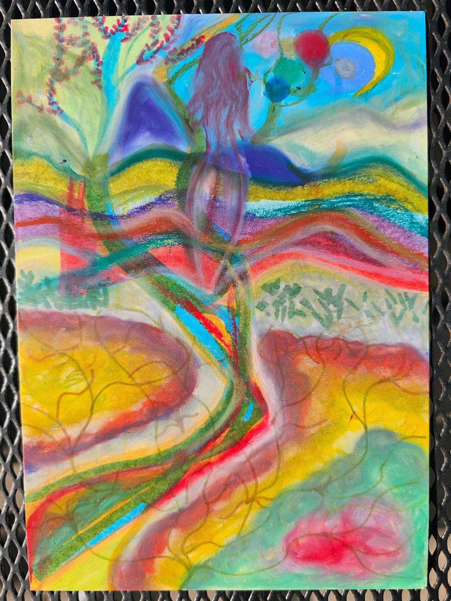 Original Abstract Mixed Media Oil Pastel + Alcohol Markers Art: Hope/Channeled Spiritual Energy Artwork