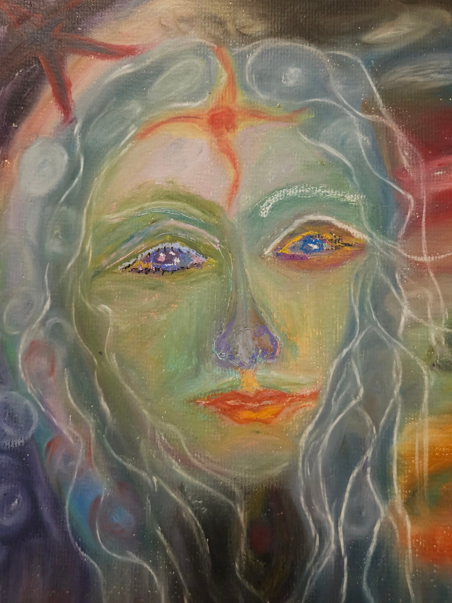 Original Energy Art Oil Pastels Painting: The Mother/Original Channeled Spiritual Art