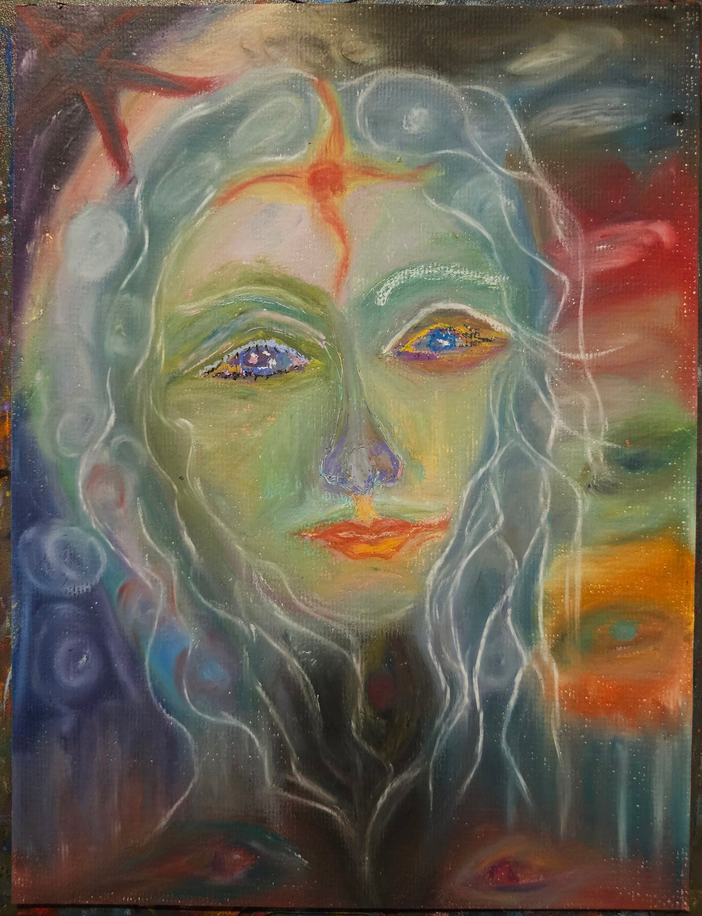 Original Energy Art Oil Pastels Painting: The Mother/Original Channeled Spiritual Art