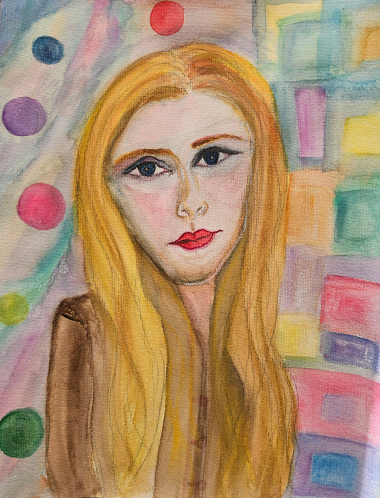 Original Watercolor Woman Portrait Painting: The Psychic/Original Divine Feminine Energy Art