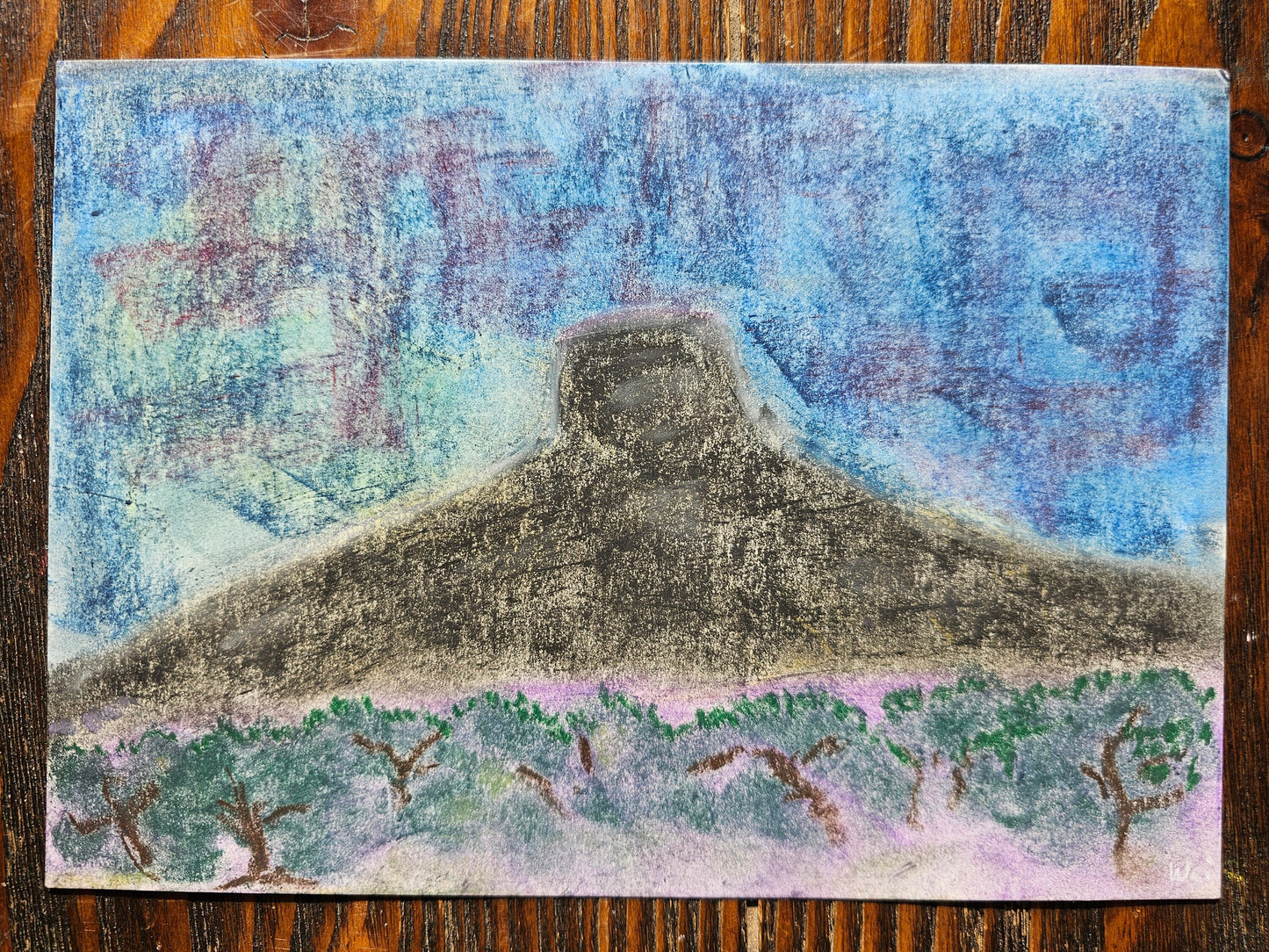 Original Abstract Soft Pastel Landscape Art: Cerro Pedernal/Original Channeled Spiritual Energy Artwork