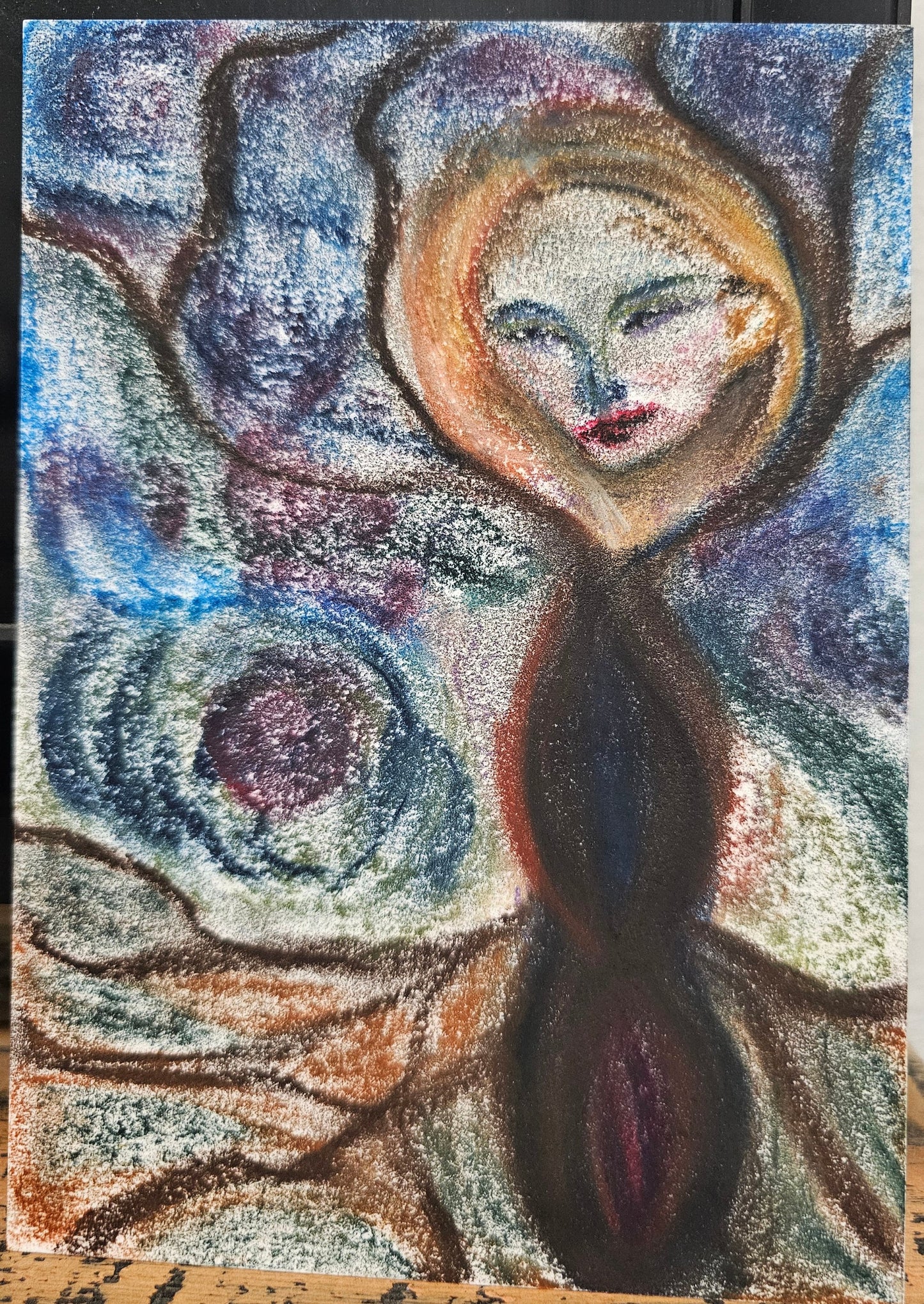 Original Expressionism Art - Female Grounding/Original Soft Pastel Abstract Divine Feminine Energy Art