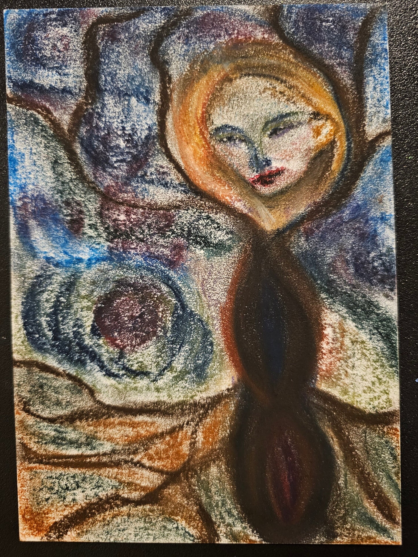 Original Expressionism Art - Female Grounding/Original Soft Pastel Abstract Divine Feminine Energy Art