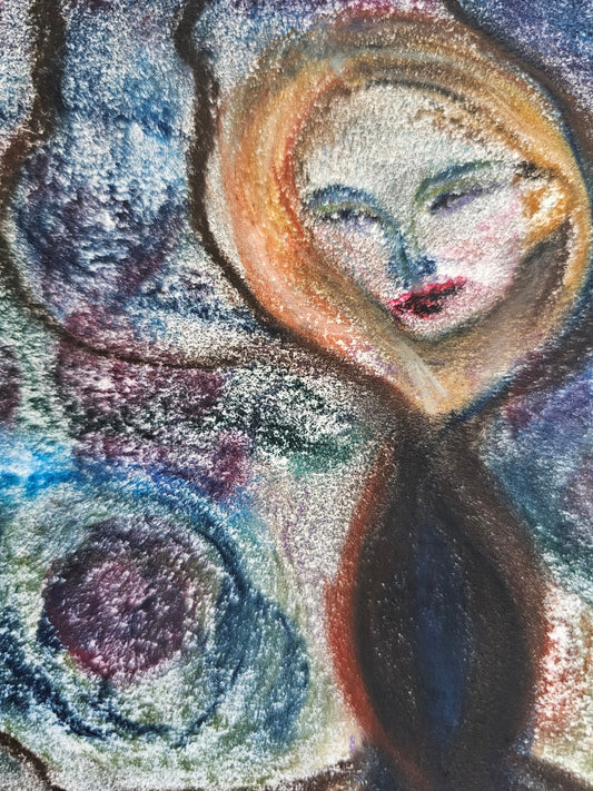 Original Expressionism Art - Female Grounding/Original Soft Pastel Abstract Divine Feminine Energy Art