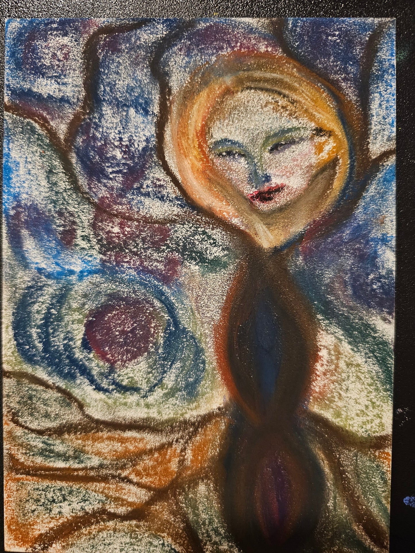 Original Expressionism Art - Female Grounding/Original Soft Pastel Abstract Divine Feminine Energy Art